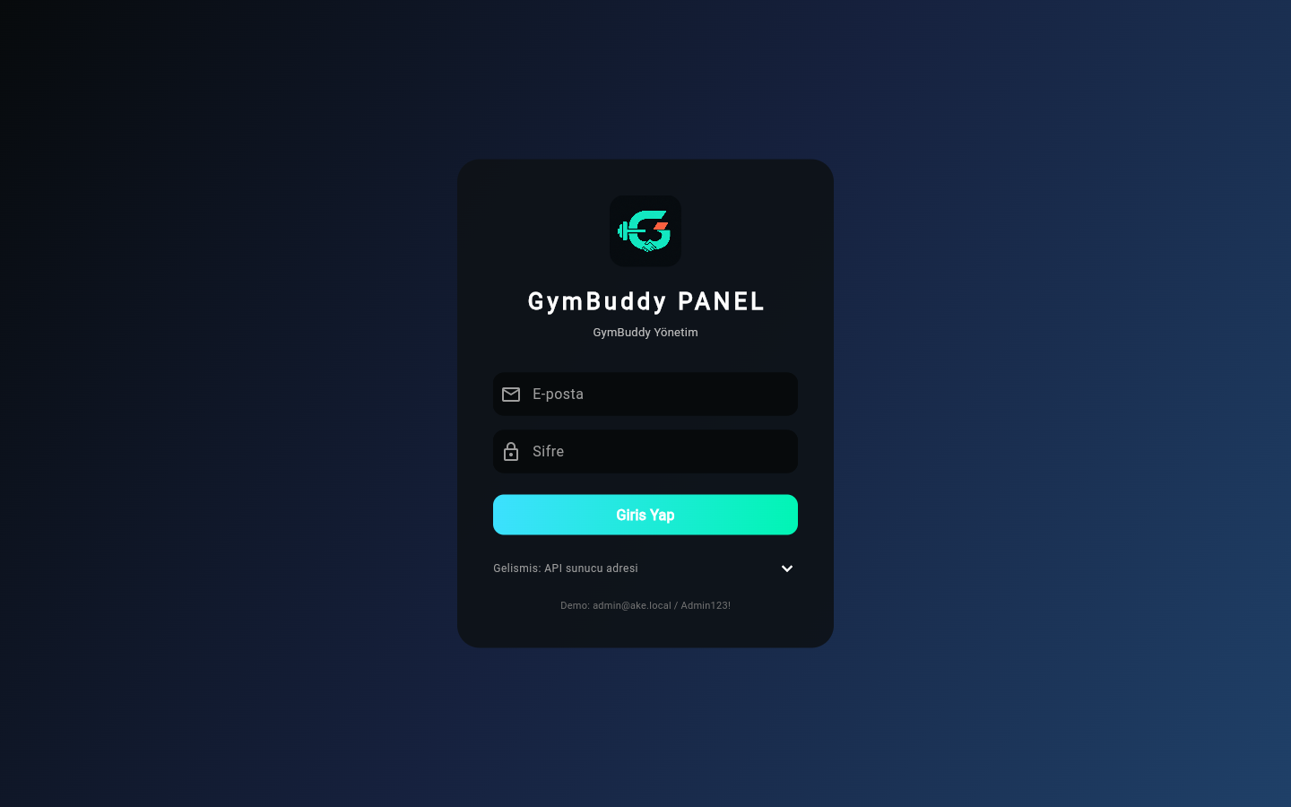 GymBuddy yönetim paneli