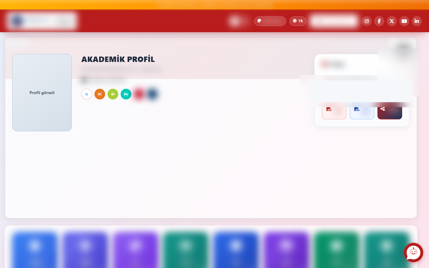 Akademisyen profil — metrikler ve iletişim yüzeyi