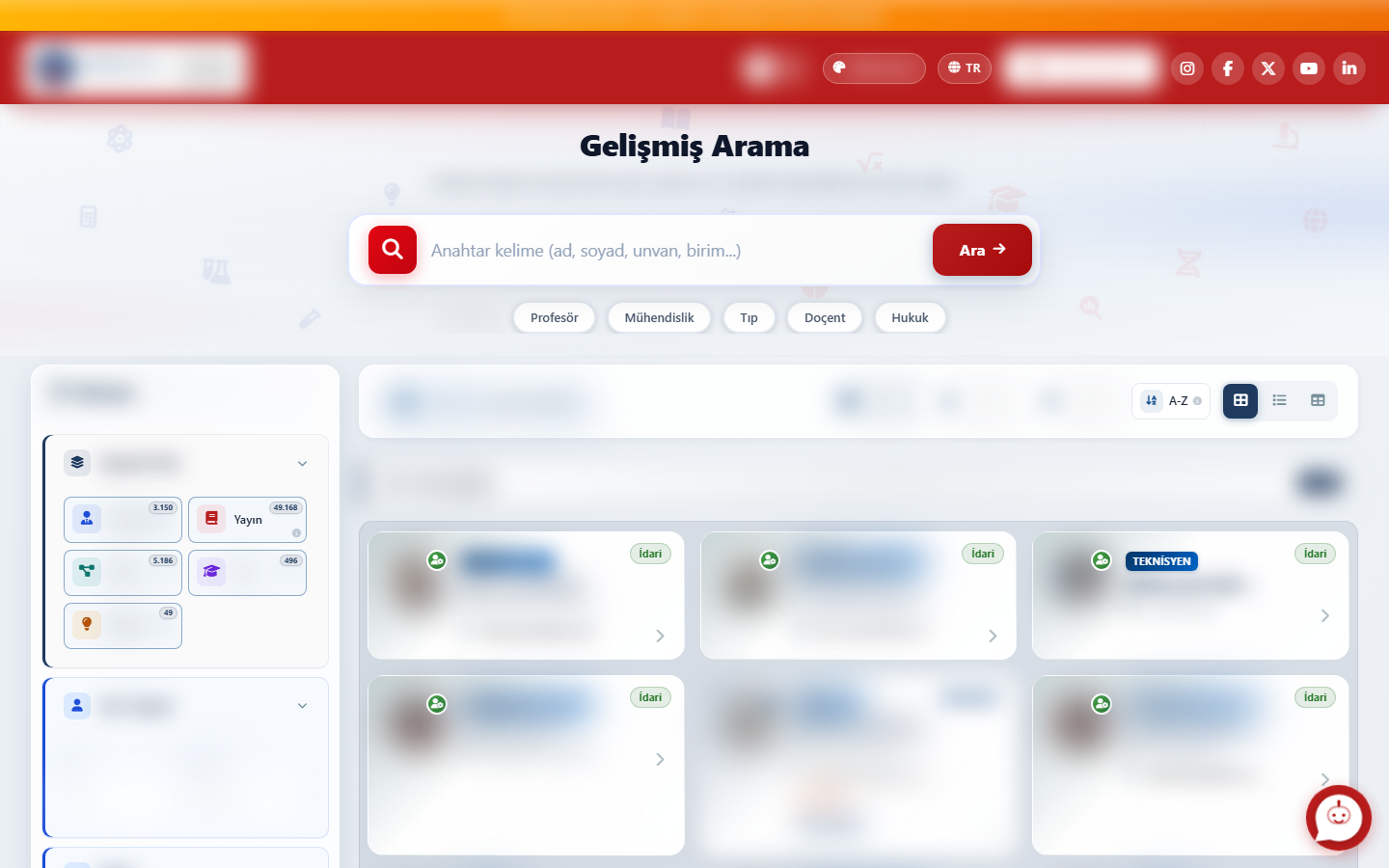 Gelişmiş arama ekranı